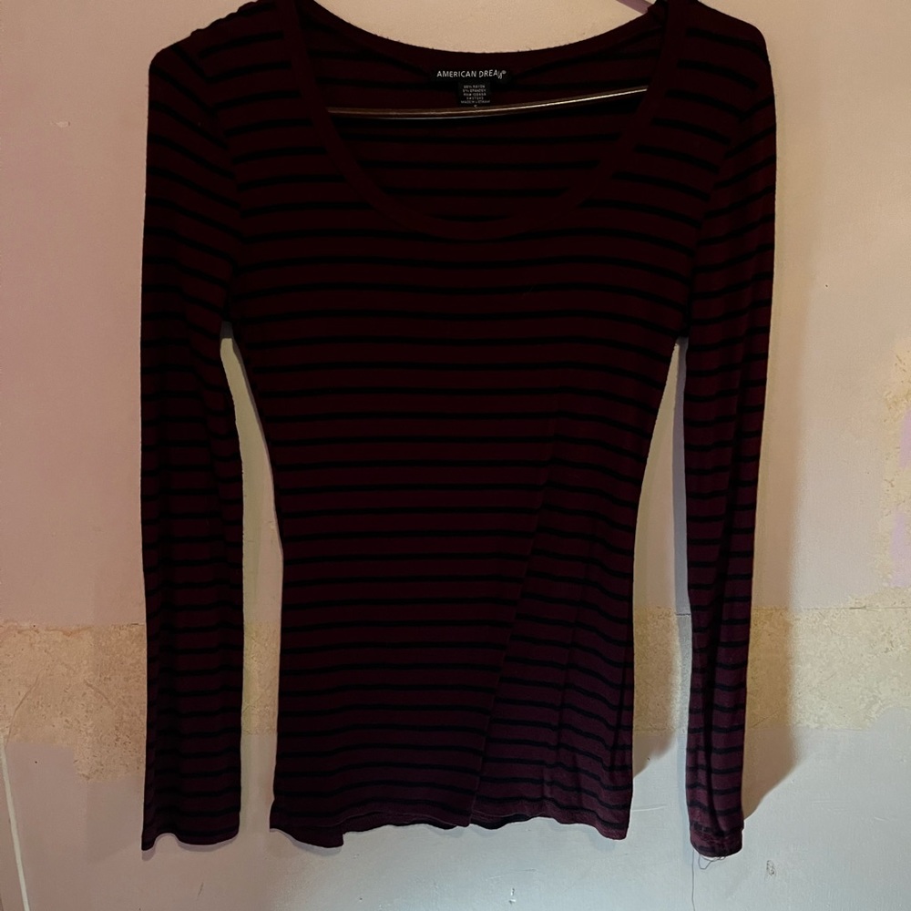Maroon and black striped top